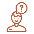 Thinking character with question bubble