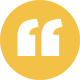 Quotation mark symbol in yellow circle.